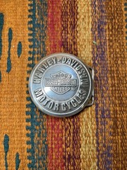 Vintage Harley Davidson Round Belt Buckle Bar & Shield Logo Motorcycle