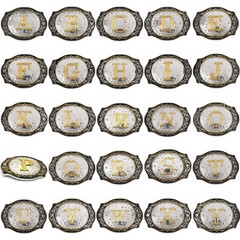 Western Belt Buckle Initial Letters A to Z Cowboy Belt Buckles for Men Women