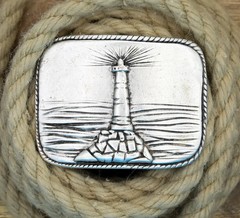 Lighthouse Belt Buckle with Edge – Maritime Metal Buckle in Nautical Style