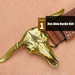 FAYZSOWSR Western Cowboy Belt Buckles for Men PU Leather 125cm/4.1ft, Coffee