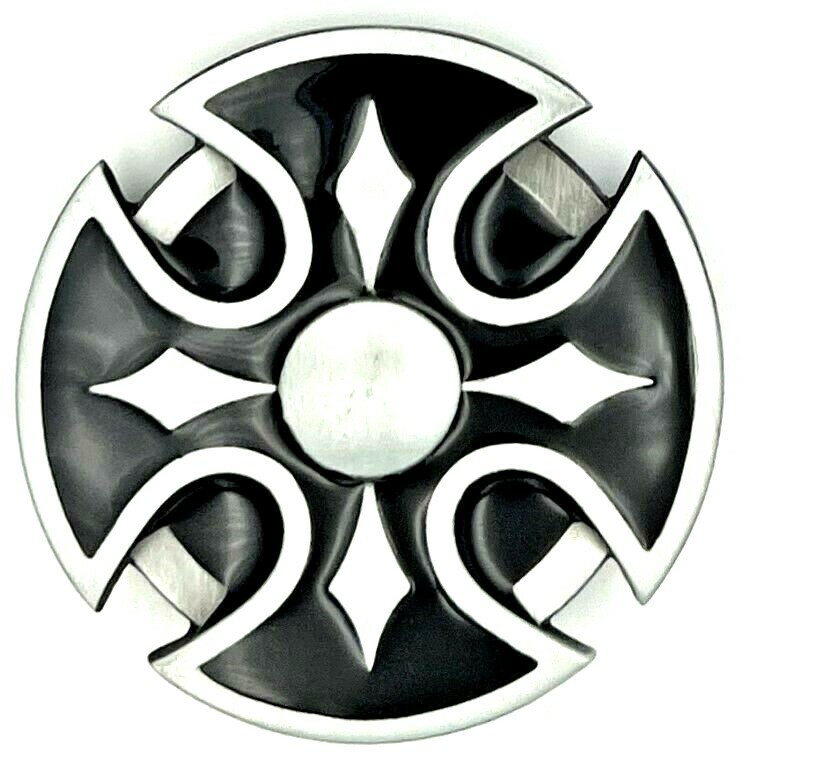 Round Celtic Iron Cross Biker Gothic Enameled Belt Buckle New