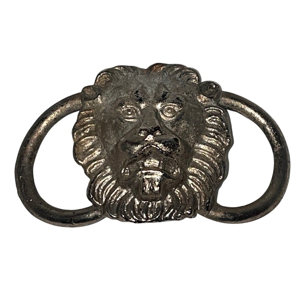 Vintage Silver-Toned Lion Head Belt Plate / Home Decor Collectible