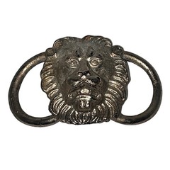 Vintage Silver-Toned Lion Head Belt Plate / Home Decor Collectible
