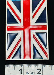 Belt Buckle Enamel Union Jack UK British Flag Silver Tone For 1 1/2 Inch Belt
