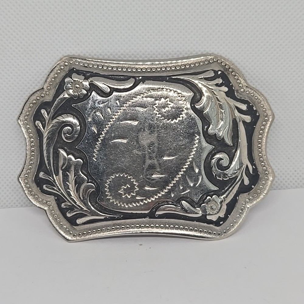 Unisex Silver Look Floral Design Belt Buckle