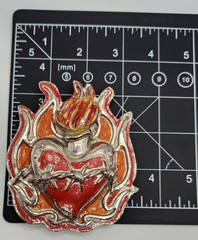 HEAVY METAL MFG Belt Buckle Flaming Heart Barb Wire Made in USA HOT MESS See Pic