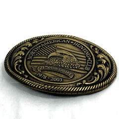 North American Hunting Club Brass Belt Buckle 25th Ann 1978-2003 Oval Eagle Flag