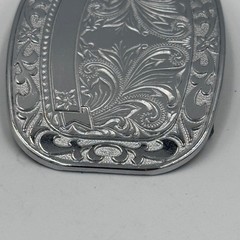 Western Floral Engraved Silver Tone Oval Belt Buckle Cowboy Scrollwork Design