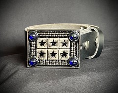 Military Star Grid Belt Buckle Blue Sphere Industrial Art Darren McNeese
