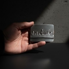 London City Silhouette Belt Buckle Skyline Metal Modern Urban Design