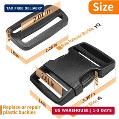 BEYOURD 2&Prime; Heavy-Duty Buckle & Straps Set: 6-Pack Side Release Plastic Buckles,