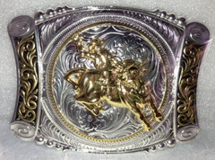 UNISEX Western BULL Riding Gold & Silver HEBILLA Vaquera Cowboy Belt Buckle NEW