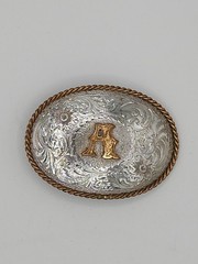 Montana Silversmiths Silver/Gold-Tone Oval Engraved « A » Western Belt Buckle