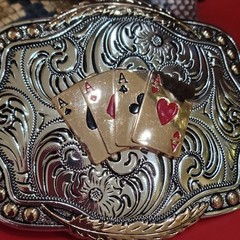Four Aces Western Belt Buckle Cowboy Rodeo Jeans Buckle Silver-tone