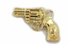 Gun Belt Buckle Gold Metal Western Vintage Rare Revolver Rodeo Pistol Cowgirl