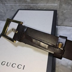 GUCCI Pre-Owned Leather Belt Gold Hardware Brown