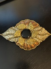 Vintage Collectible Art Deco Two Tone Metal Large Belt Buckle