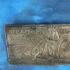 vintage 80s BUY USA BONDS BELT BUCKLE weapon wwii state of liberty