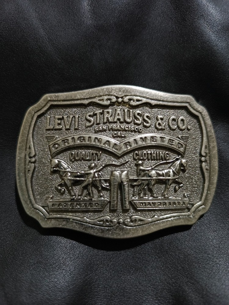 Vintage Levi Strauss & Co Original Riveted Belt Buckle NICE Two Horse Brand