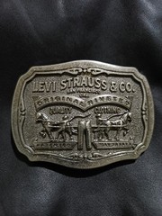Vintage Levi Strauss & Co Original Riveted Belt Buckle NICE Two Horse Brand