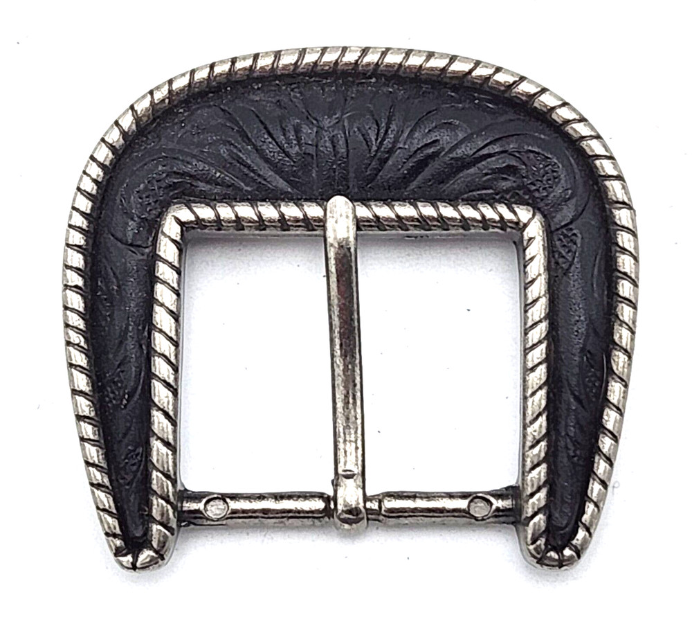 Vintage Carve Pattern Metal Handmade Leather Craft Belt Buckle Silver Tone