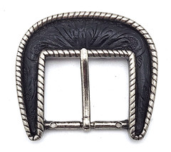 Vintage Carve Pattern Metal Handmade Leather Craft Belt Buckle Silver Tone