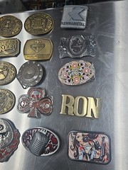 Vintage LOT OF 20 belt buckles WESTERN Chrome BRASS metal Some New Some Old LotA