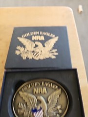 NIB NRA GOLDEN EAGLES 2015 COMMEMORATIVE LIMITED EDITION BELT BUCKLE NEVER USED