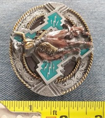 BULL RIDER COWBOY HAT RIDING RODEO WESTERN BELT BUCKLE BERGAMOT MADE IN USA NEW