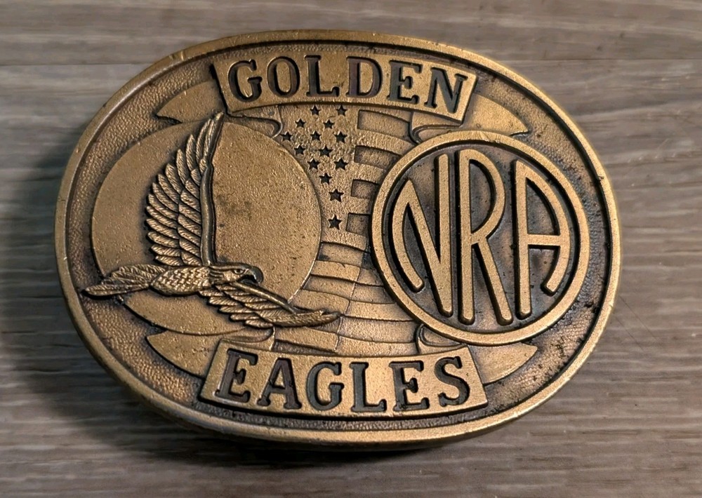 VTG NRA National Rifle Association GOLDEN EAGLES Belt Buckle Made in USA In Box