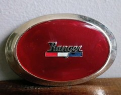 Ford Ranger Belt Buckle Red White Blue Enamel Fill Silver Tone
