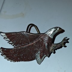 Vintage Eagle Bird Metal Clip Belt Buckle Silver/Brown USA Marked H506 1.5&Prime;