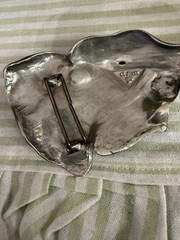 Christopher Ross 1980 Pewter Elephant Head Belt Buckle Silver Tone Animal Art