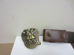 Vintage 90’s 91 Armani Exchange Double Head Eagle Buckle Leather Belt Fits 36