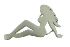 Trucker Mud Girl Flap Belt Buckle Sexy Lady Pinup Belt Buckle Silver Chrome New