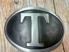 Initial Block Letter T Montana Silversmiths RARE Grey & Black Color Belt Buckle