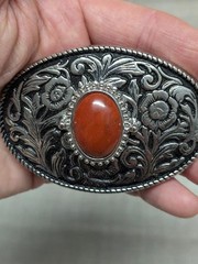 vintage RED JASPER belt buckle SOUTHWESTERN native american indian GEMSTONE
