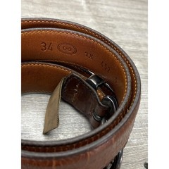 Trafalgar Kango Calf Belt Mens 34 Brown Leather Handmade USA Dress Buckle