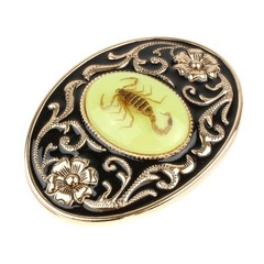 Glow In The Dark Real Scorpion Oval Western Belt Buckle Floral Copper Finish