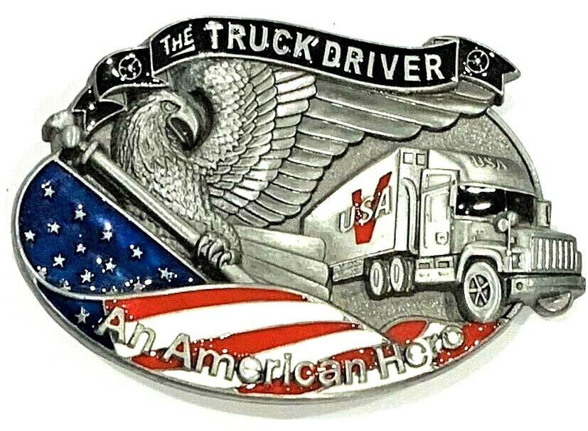 The Truck Driver An American Hero Enameled Belt Buckle