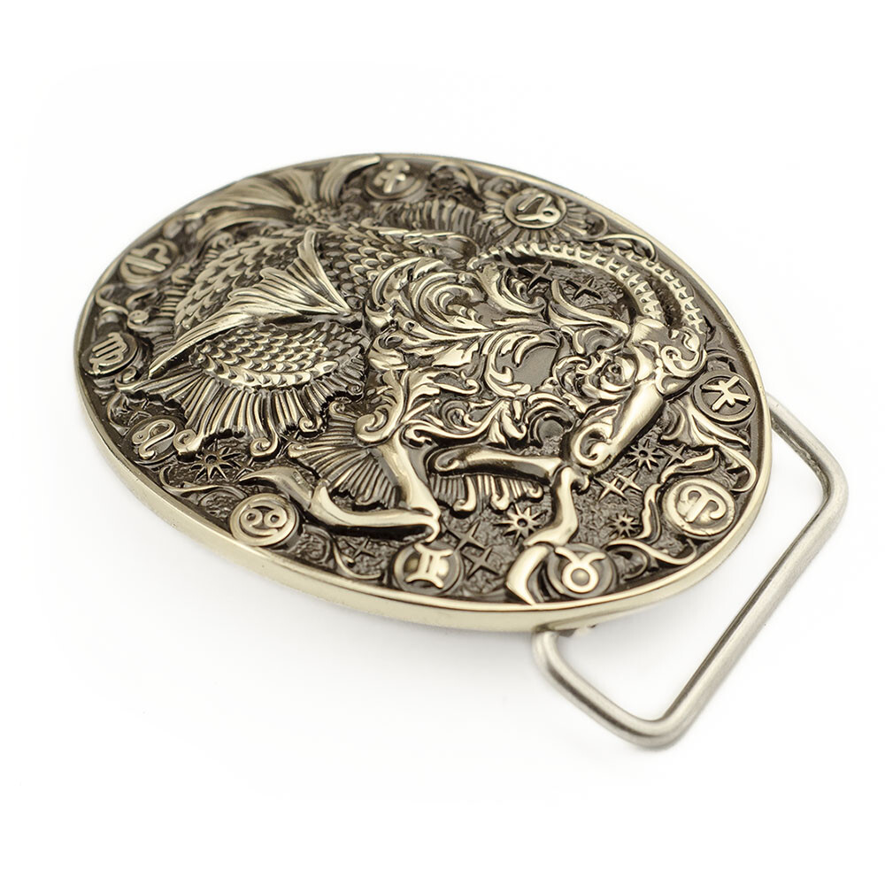 Capricorn german silver belt buckle, Sea Goat Horoscope Astrological Zodiac Sign