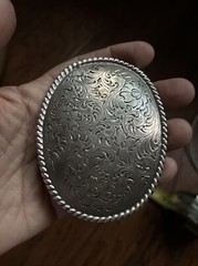 Nocona M&F Western Oval Floral Scroll Belt Buckle 37222 Silver
