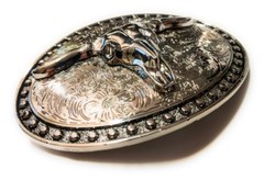 CHR7 WESTERN STEER Cowboy Rodeo Style ✖ Belt Buckle Buck ✖ Chrome/silver Bull US