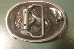 WOLF Howling antique silver dark blu color outdoors man hunting Beautiful buckle
