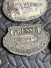 Lot: 1983 American Oil Field Belt Buckle, Conoco Tanker & 2 More Vtg. Oil & Gas!