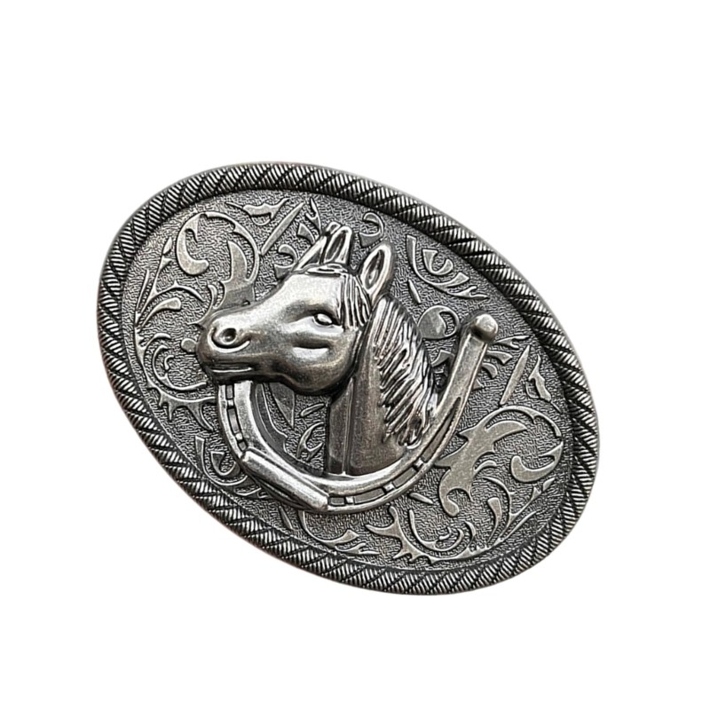 Secure Locking Horse Head Design Belt Buckle Metal Practical Travel Buckle