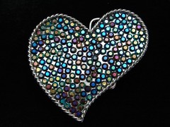 PL31112 VERY COOL **HEART SHAPED MULTI-COLOR CRYSTALS** FASHION BELT BUCKLE