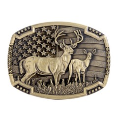 Animal Deer Belt Buckle Western Cowboy Native American Motorcyclist (DER-08-G-B)