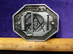 Great/Fun/Fashionable Belt Buckle Masonic Free Mason Beautiful Blue Enamel Vault