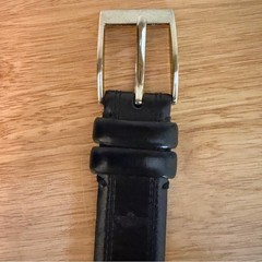 Dockers Black Leather Belt Mens Size 36 Genuine Leather Classic Silver Buckle